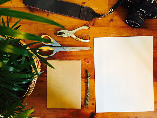 Materials laid out on a table