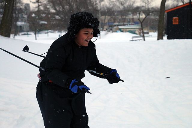 Preteen skiing at a Snow & Go event