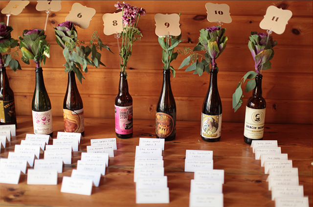 beer bottle vases photo by Faith Photography
