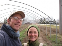 Jeff and Kelly in their hoop house